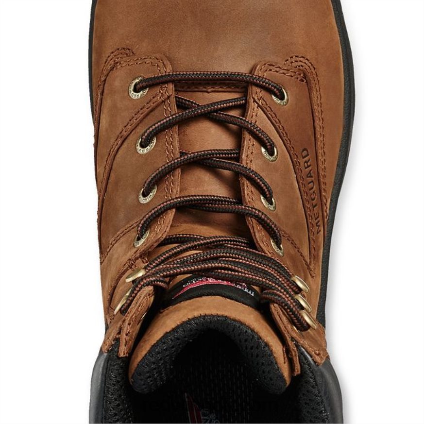 work - style 4433 supersole herre 6-tommer vandtæt sikkerhedstå metguard støvle Brun 4228HT87 Red Wing